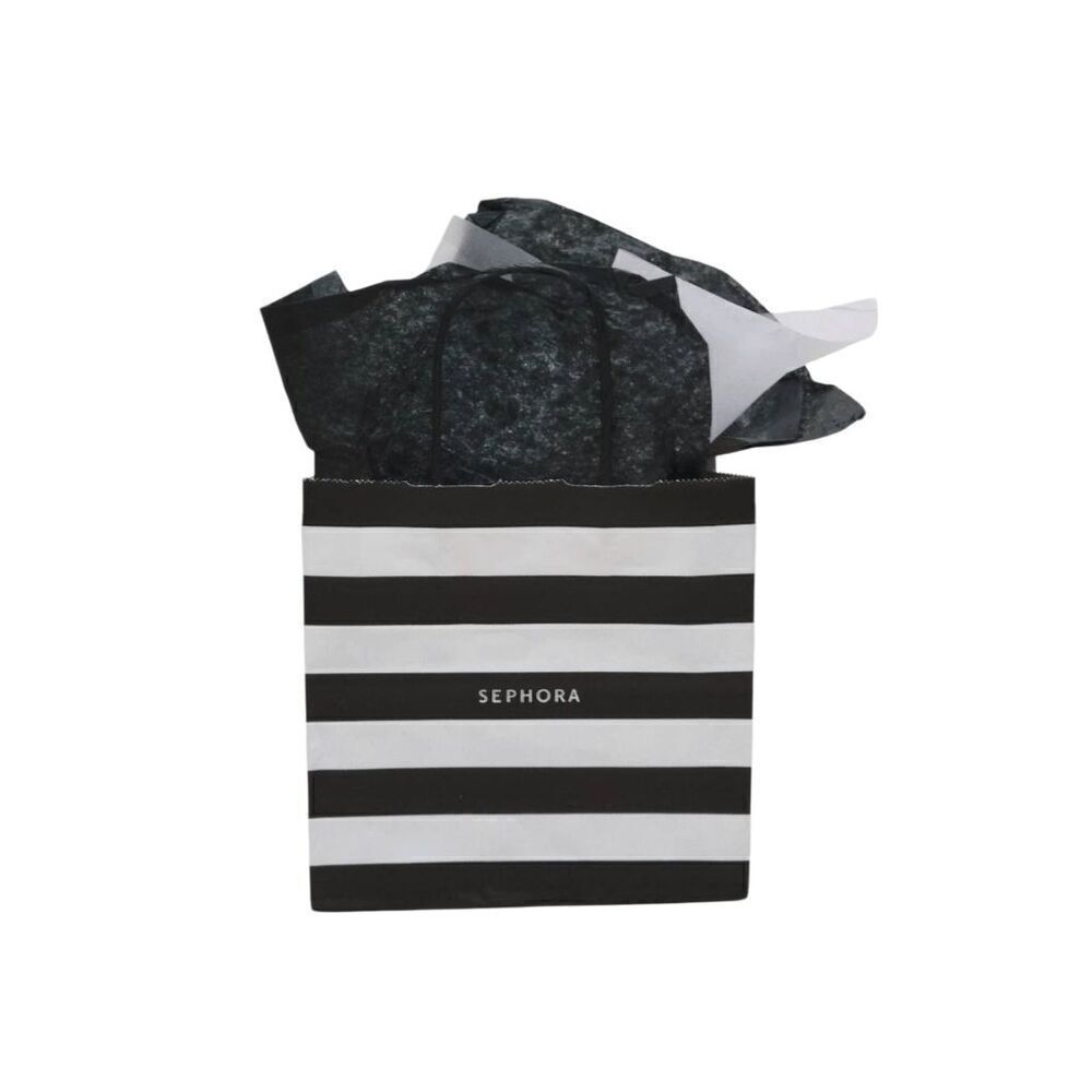 🖤🤍 SEPHORA Empty Black White Striped Paper Shopping Gift Bag with Tissues